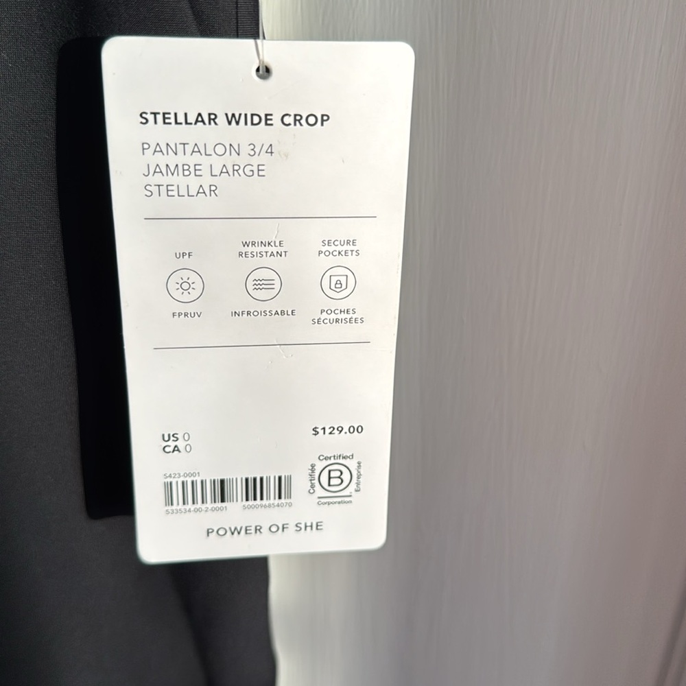 Athleta Stellar Wide Crop SZ 0 Black NWT - Picture 5 of 6